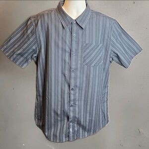 177 O'Neill Black Charcoal Striped Button Down Shirt